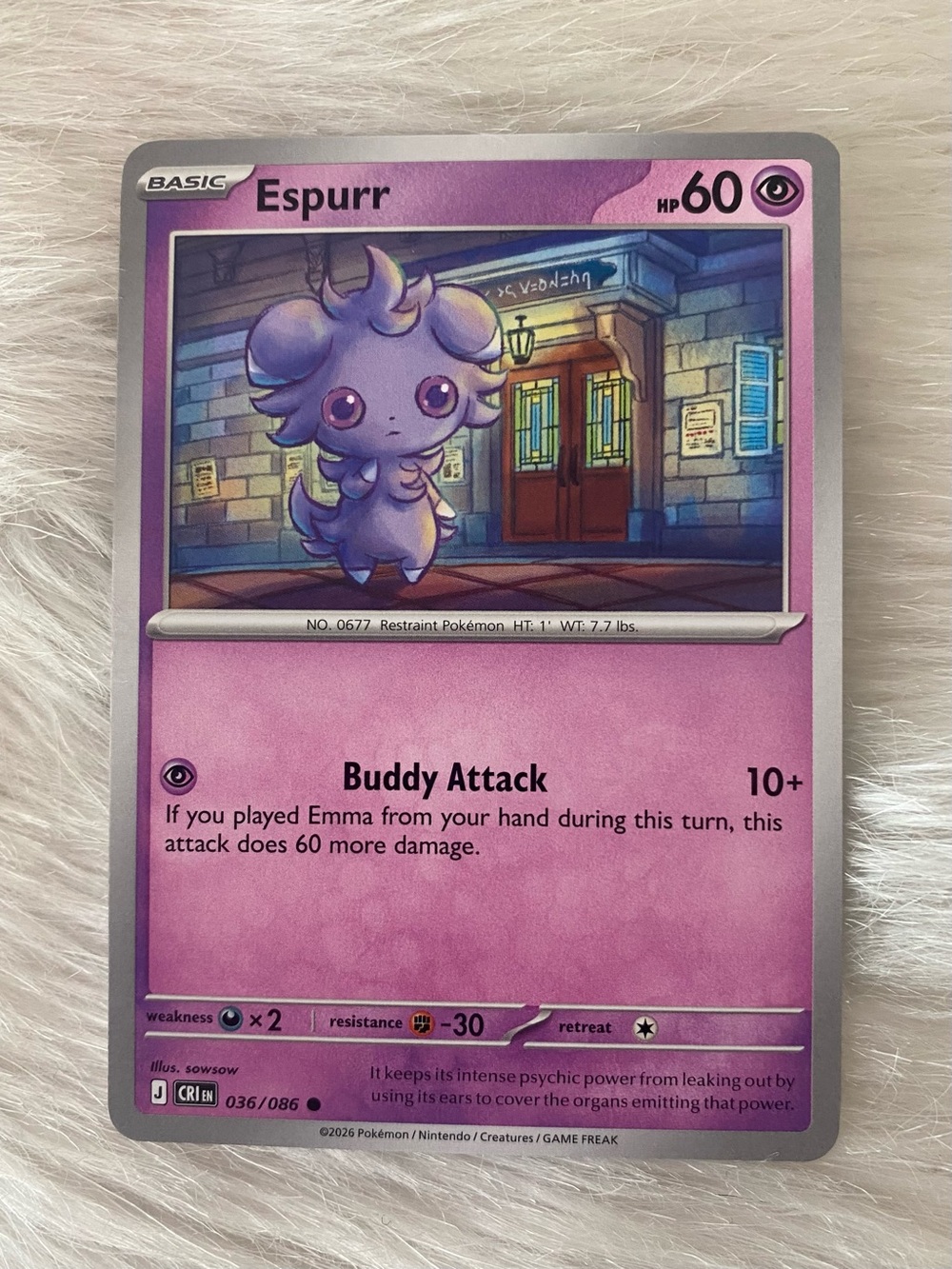 NEW Espurr Pokémon Card Common 036/086